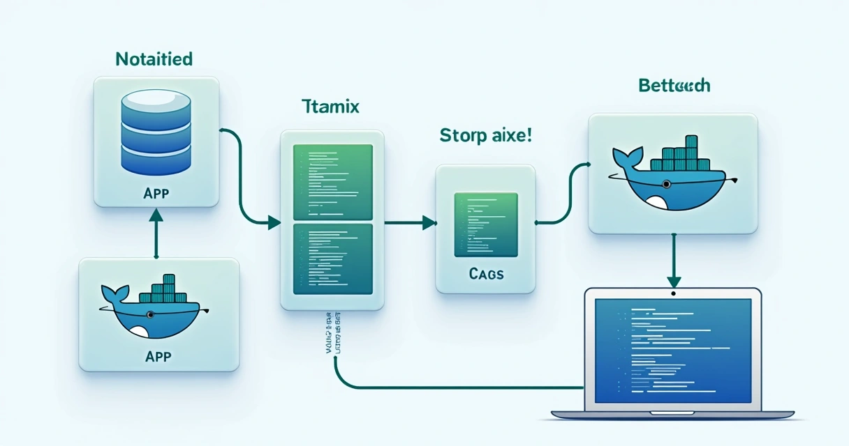 Diagrama simples de fluxo mostrando como o Docker Compose orquestra múltiplos serviços locais