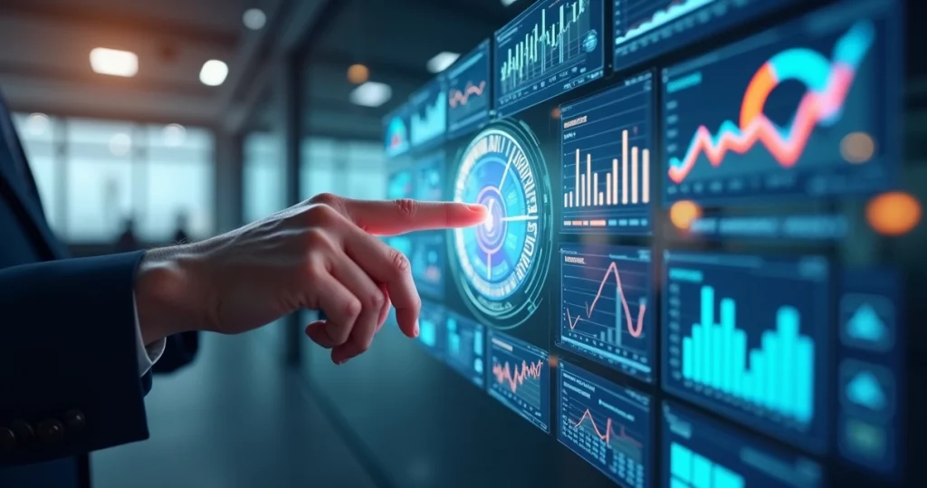 High-resolution digital dashboard showing SaaS B2B success metrics and analytics with graphs and charts